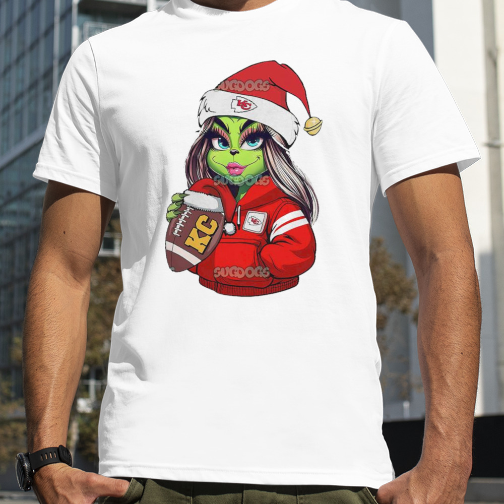 Female Grinch Girl Kansas City Chiefs Drink Coffee Shirt