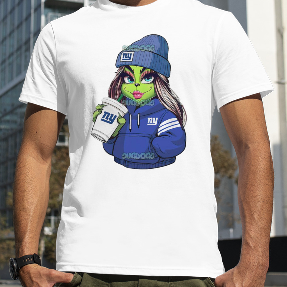 Female Grinch Girl New York Giants Drink Coffee Shirt