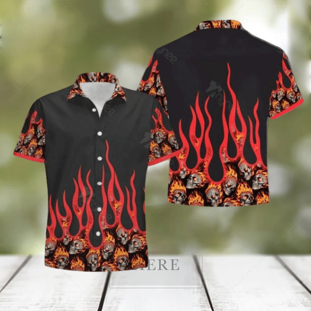 Fire Skull 3D Hawaiian Shirt - Limotees