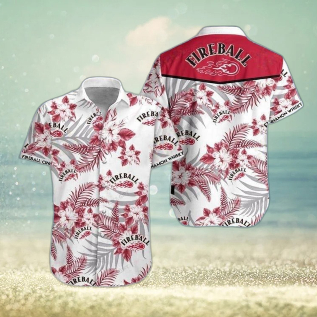 Fireball Cinnamon Whisky Collar Design Hawaiian 3D Shirt For Fans Gift Beach - Limotees