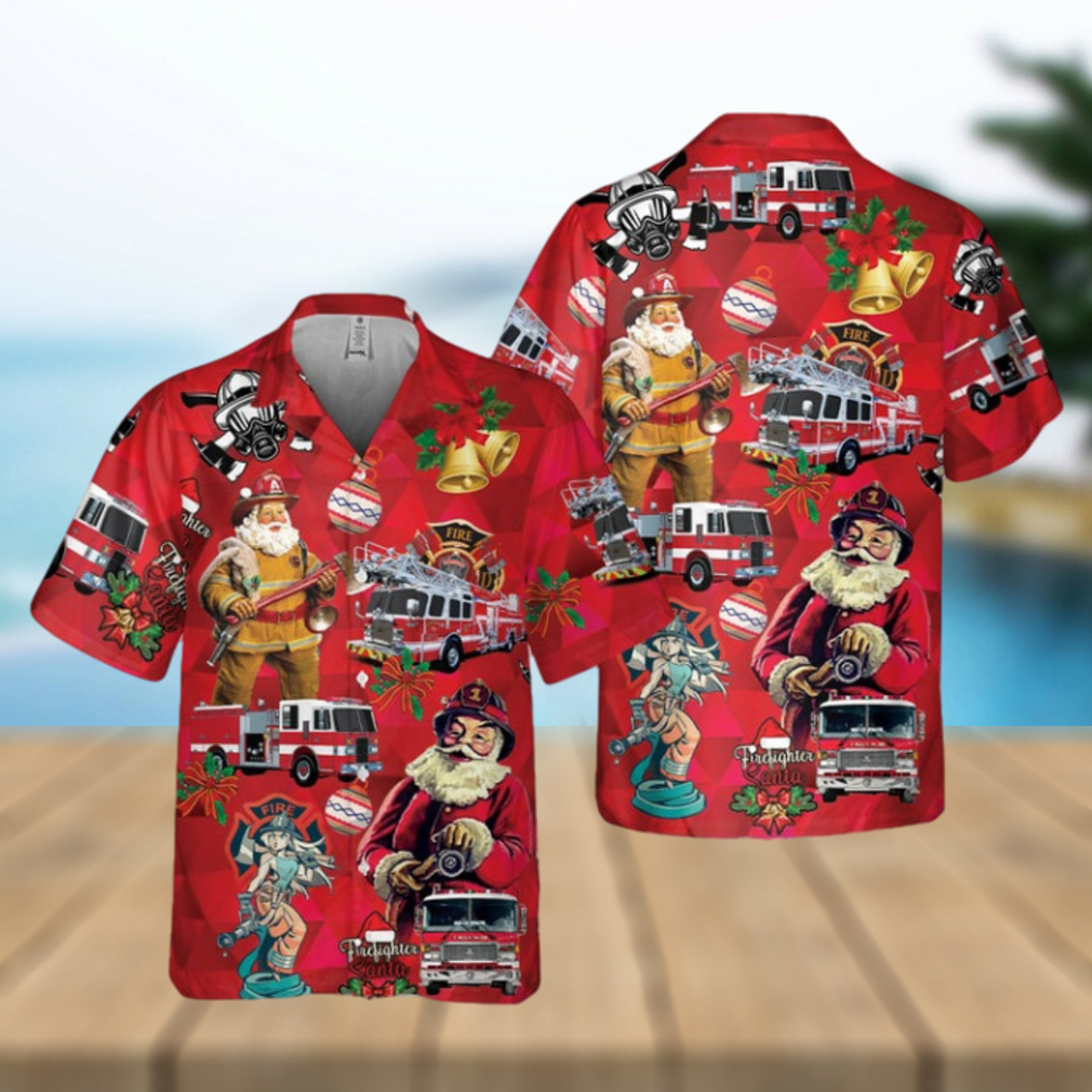 Firefighter Fire Truck Christmas Pocket Hawaiian Shirt - Limotees