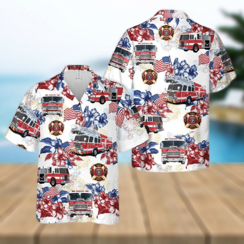 Firefighter Fire Truck Gift For 4th Of July Aloha Hawaiian Shirt - Limotees