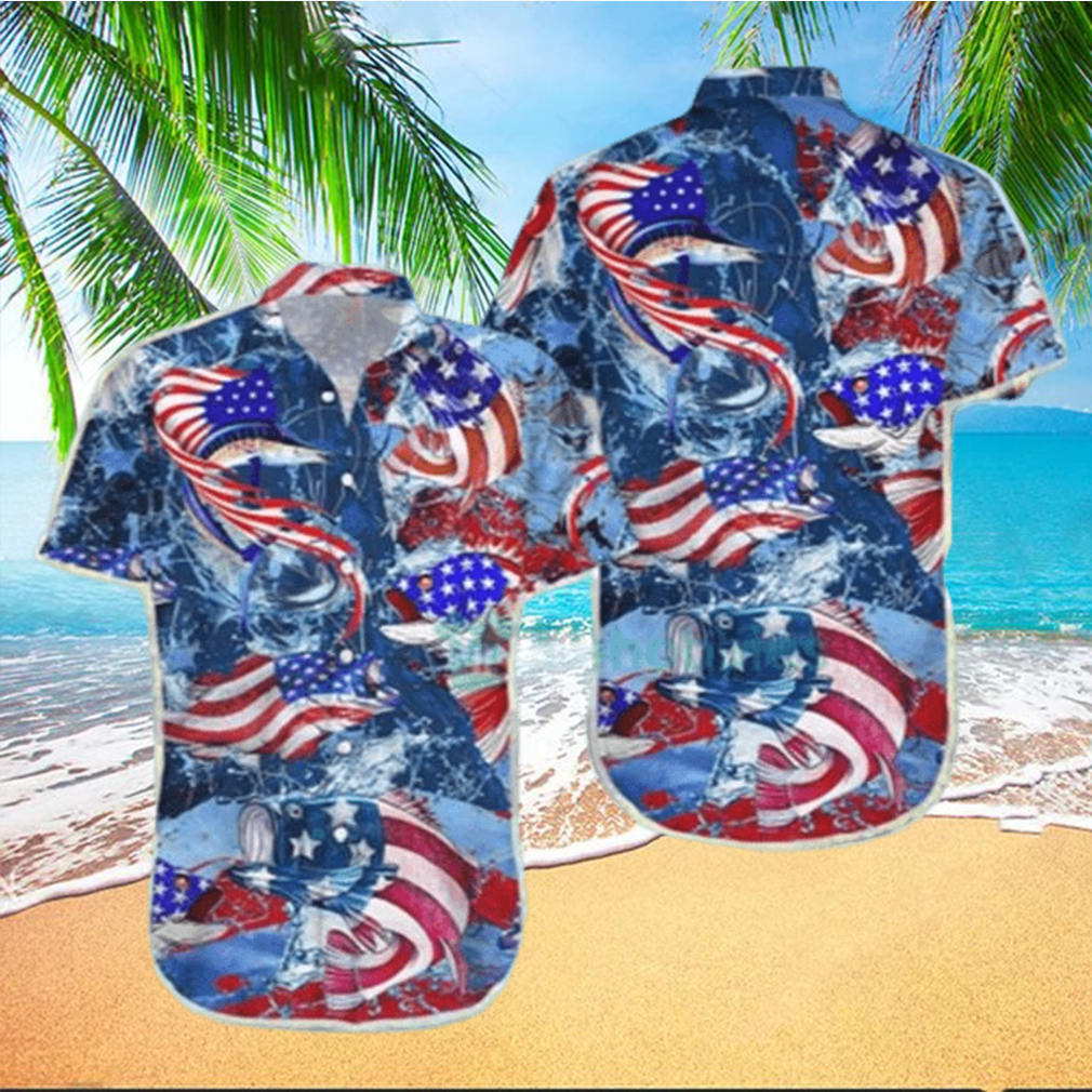 Fishing Shirts For Men Fishing American Flag Hawaiian Shirt - Limotees