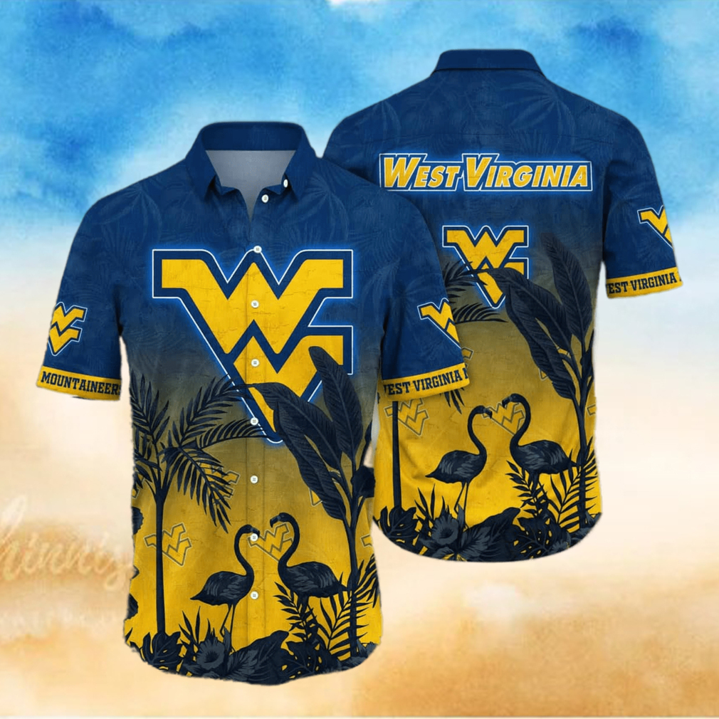 Flamingo Aloha NCAA West Virginia Mountaineers WVU Hawaiian Shirt - Limotees