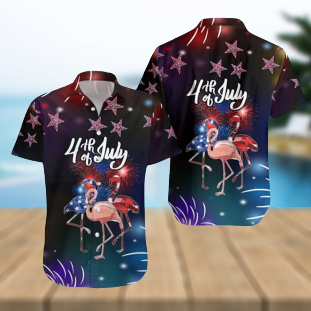 Flamingo Hawaiian Shirt Happy 4Th Of July Gift For Beach Holiday - Limotees