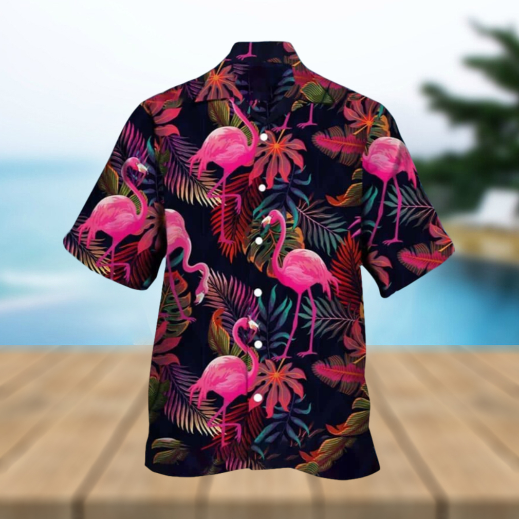 Flamingo Hawaiian Shirt Palm Leaves Pattern Beach Gift For Friend - Limotees