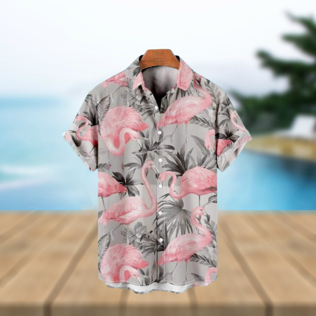 Flamingo Hawaiian Shirt Palm Leaves Pattern Summer Holiday Gift - Limotees