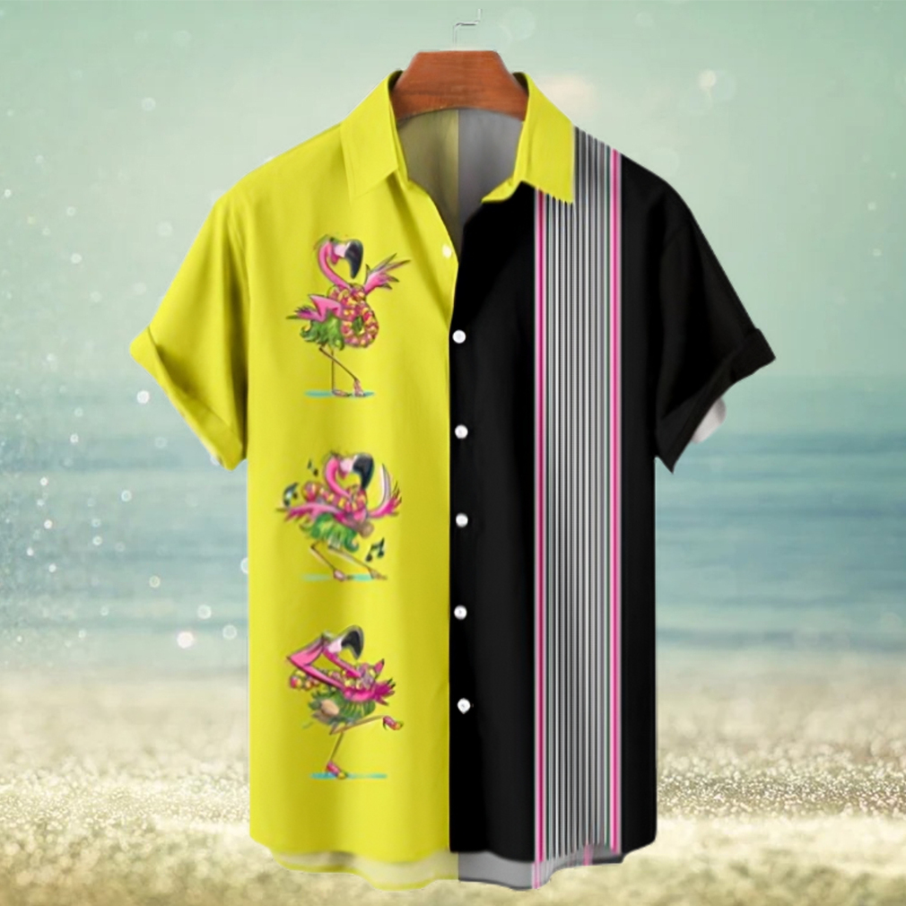 Flamingo Pattern Men's Hawaiian Short Sleeve Shirt - Limotees