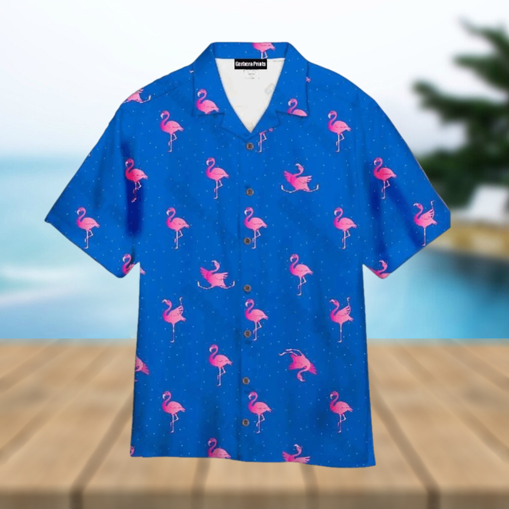 Flamingo Pink Blue Aloha Hawaiian Shirt - Limotees