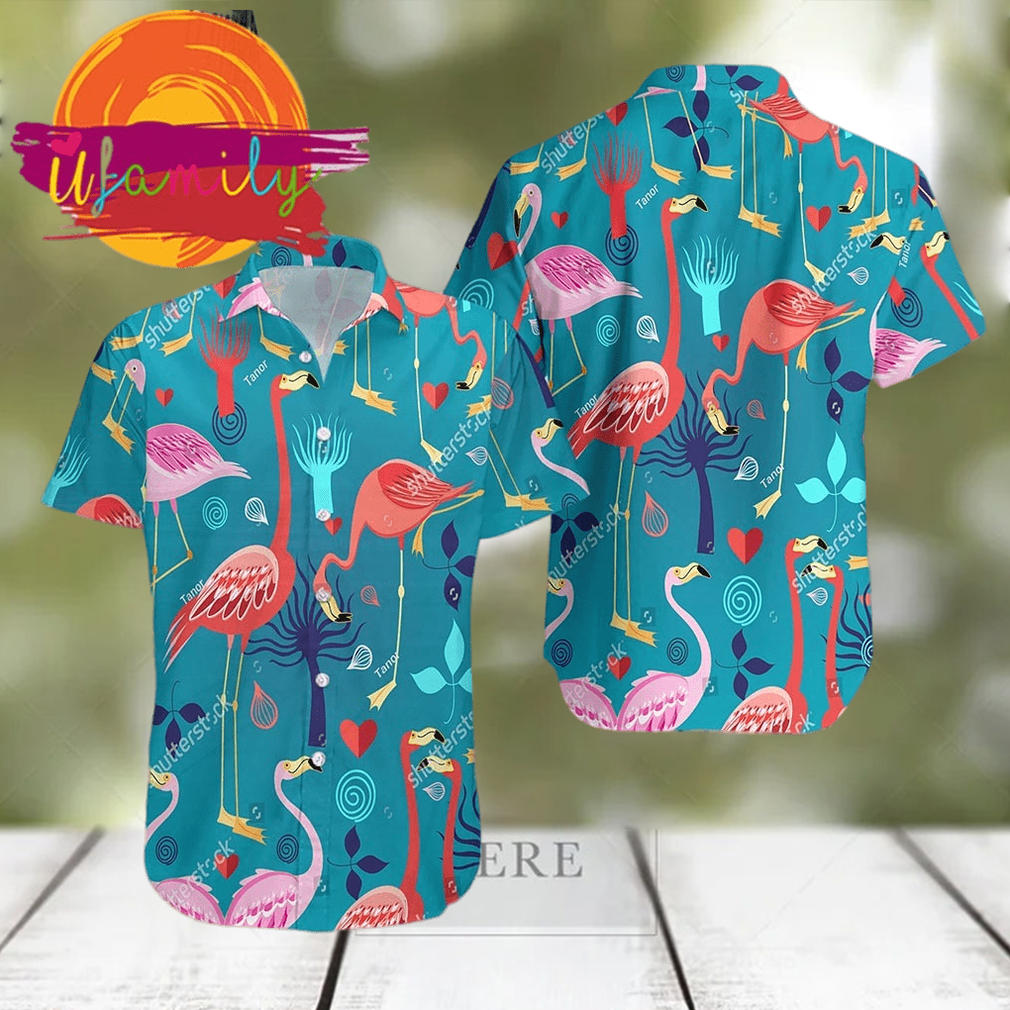 Flamingo Summer Beach Pet Honeymoon Couple Men Hawaiian Shirt - Limotees