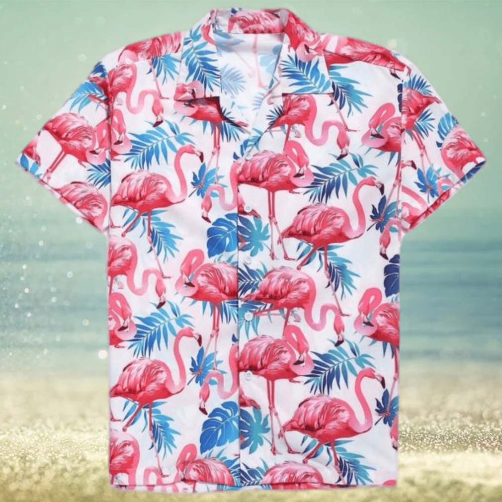 Flamingo Tropical Leaves Hawaiian Shirt - Limotees