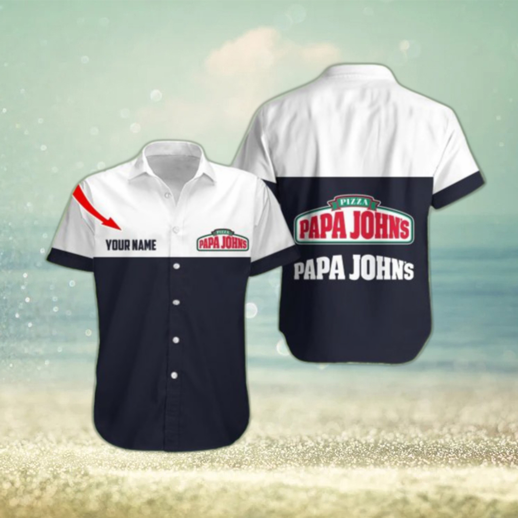 Fleece papa john’s pizza Personalized Name Stylish Logo Beach Hawaiian Shirt Tropical Aloha For Mens - Limotees