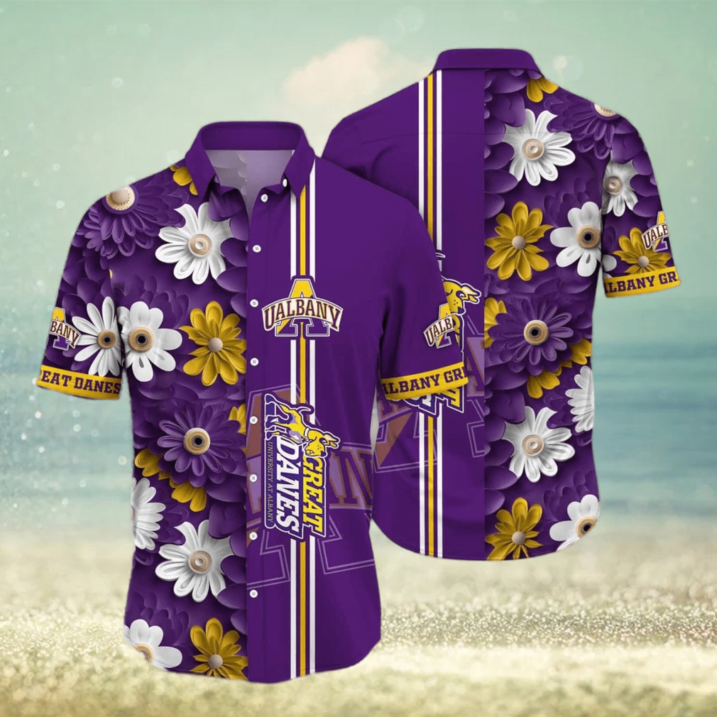 Floral Aloha NCAA Albany Great Danes Hawaiian Shirt Beach Vacation Gift - Limotees