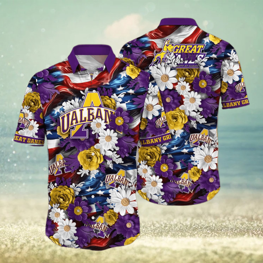 Floral Aloha NCAA Albany Great Danes Hawaiian Shirt Independence Day Gift For Beach Lovers - Limotees