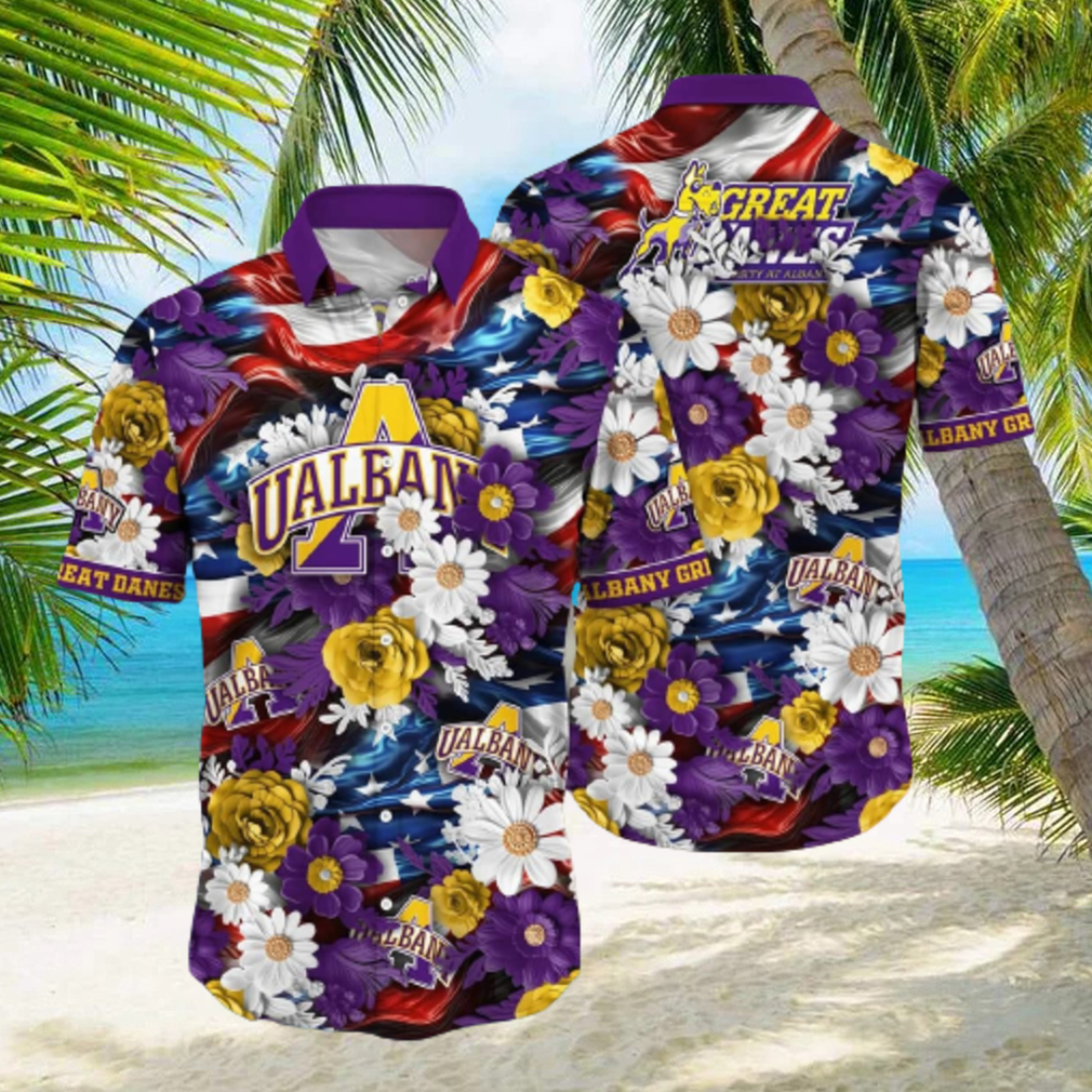 Floral Aloha NCAA Albany Great Danes Hawaiian Shirt Independence Day Gift For Beach Lovers hawaiian shirt - Limotees