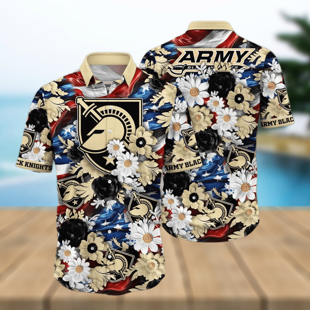 Floral Aloha NCAA Army Black Knights Hawaiian Shirt Independence Day - Limotees