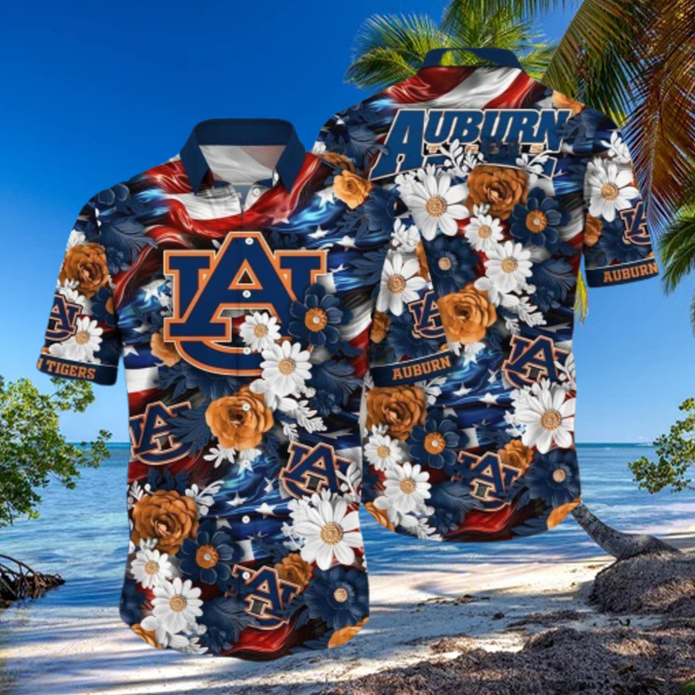 Floral Aloha NCAA Auburn Tigers Hawaiian Shirt - Limotees