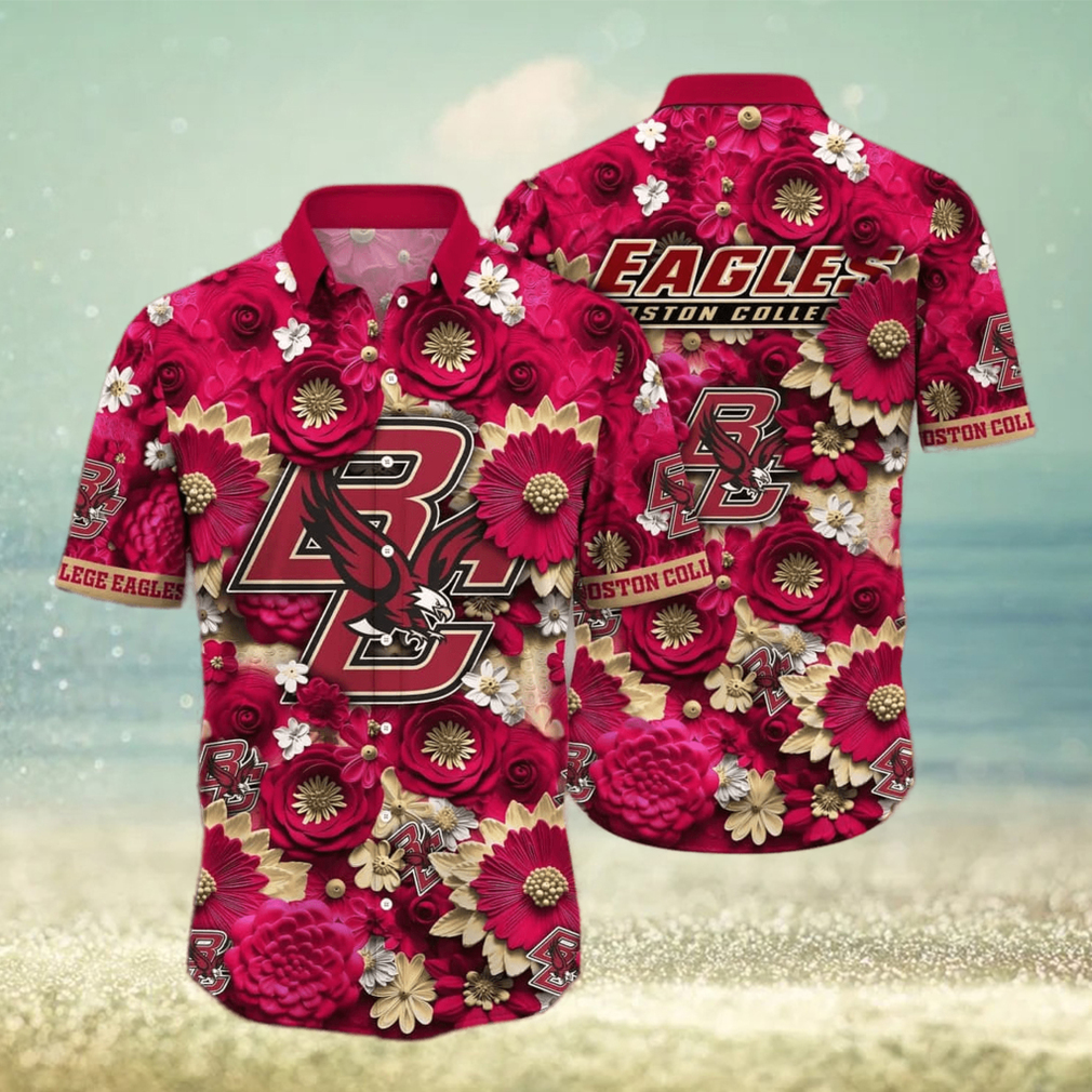 Floral Aloha NCAA Boston College Eagles Hawaiian Shirt Practical Beach Gift - Limotees