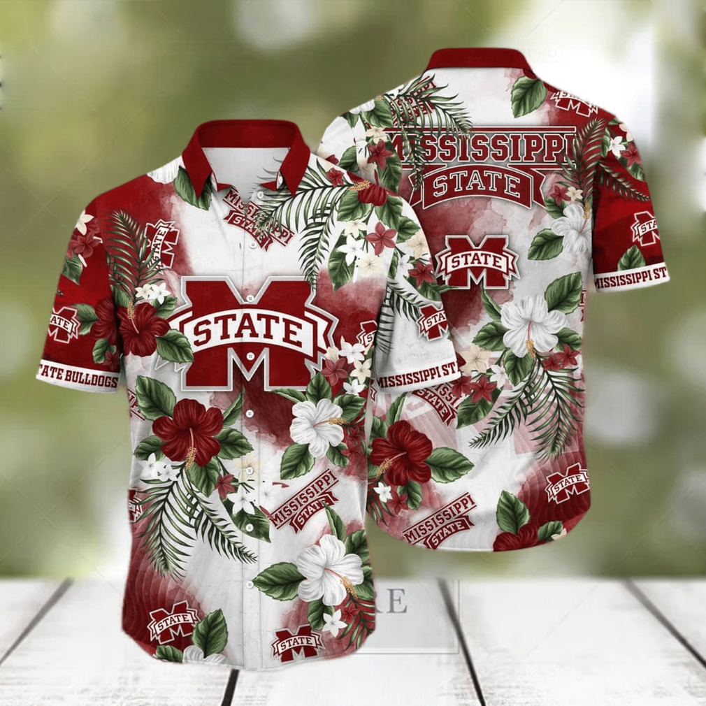 Floral Aloha NCAA Mississippi State Bulldogs Hawaiian Shirt Hibiscus Flowers Pattern - Limotees