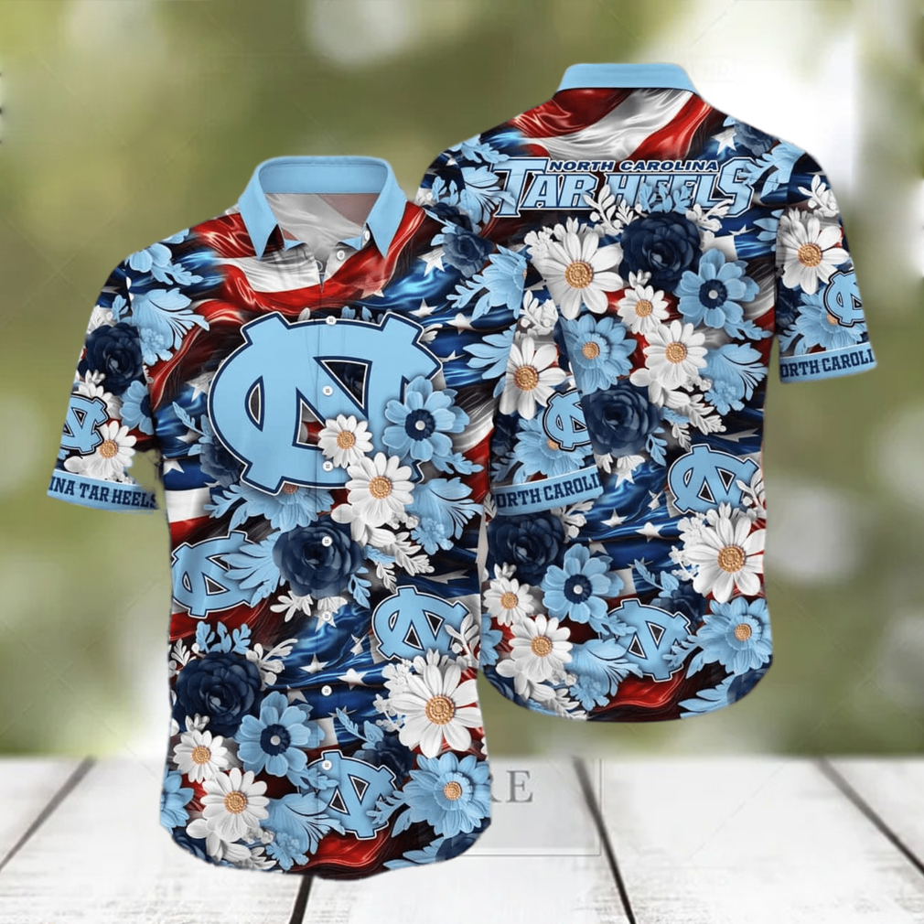 Floral Aloha NCAA North Carolina Tar Heels Hawaiian Shirt Independence Day - Limotees