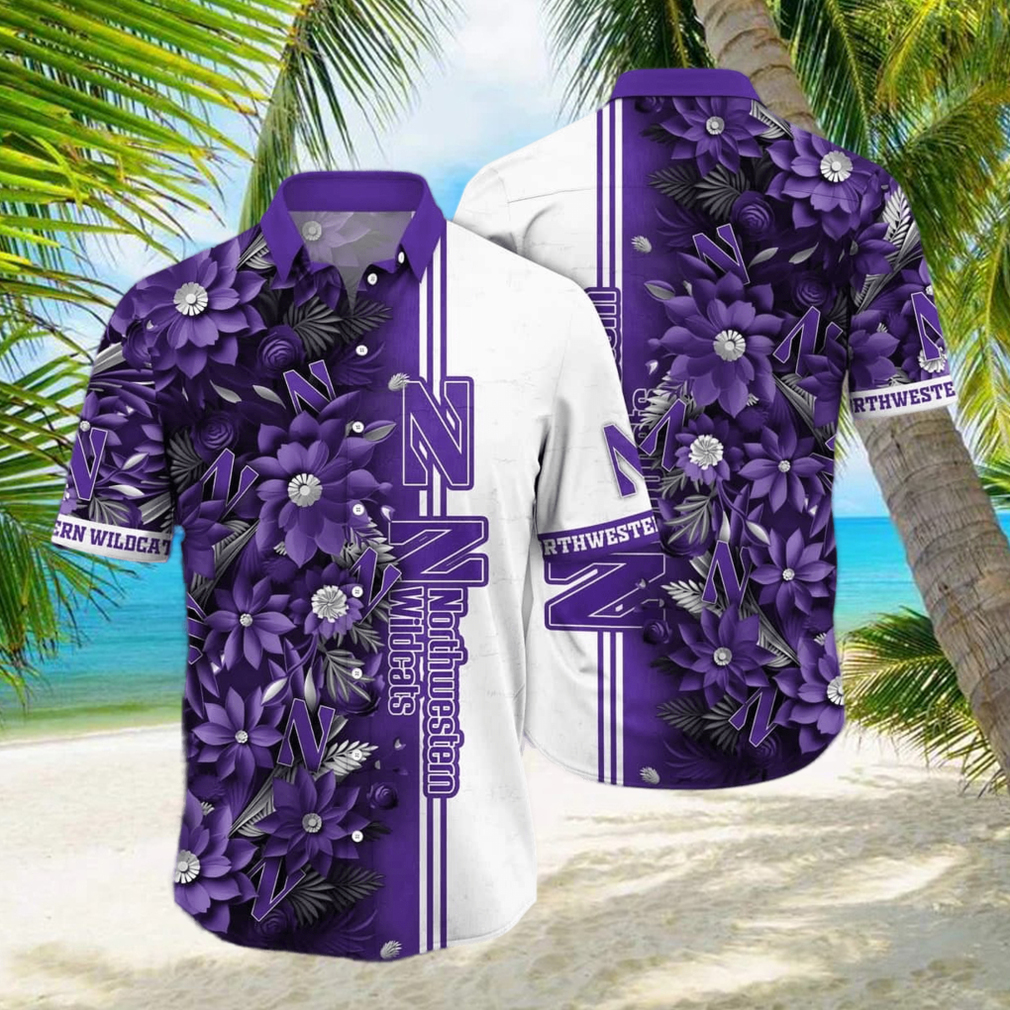 Floral Aloha NCAA Northwestern Wildcats Hawaiian Shirt Beach Gift For Him - Limotees