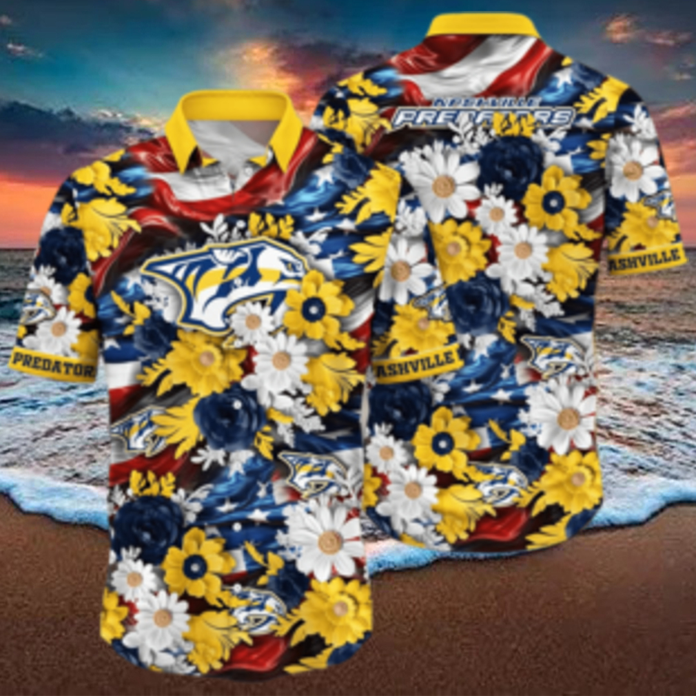 Floral Aloha NHL Nashville Predators Hawaiian Shirt Beach Gift For Friend - Limotees