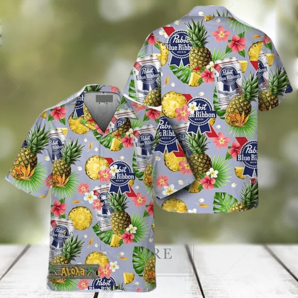 Floral Pineapple Pabst Blue Ribbon Hawaiian Shirt For Men And Women Gift Hawaiian Beer - Limotees