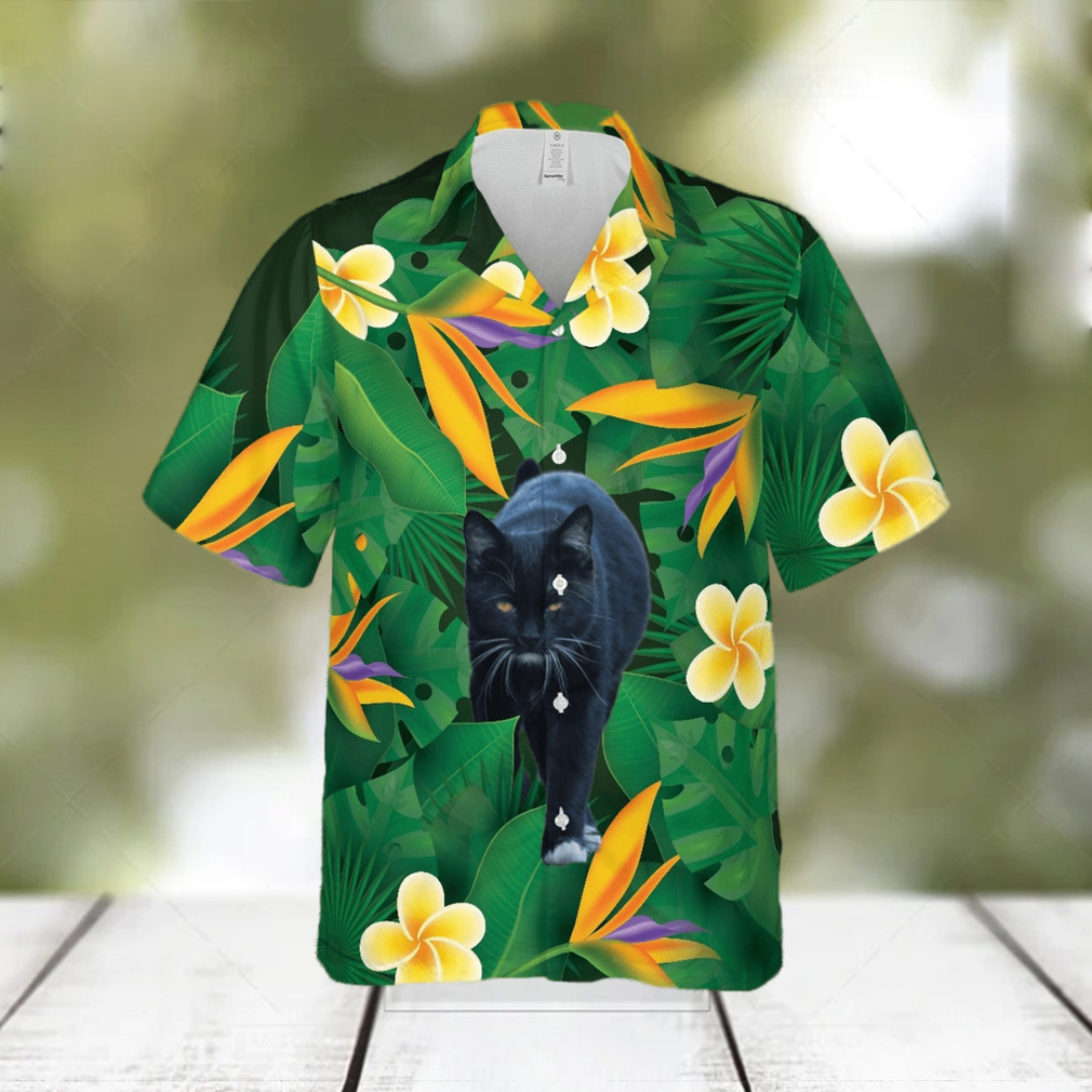 Floral Tropical Black Cat Hawaiian Shirt Unisex Adult Hw5819 - Limotees