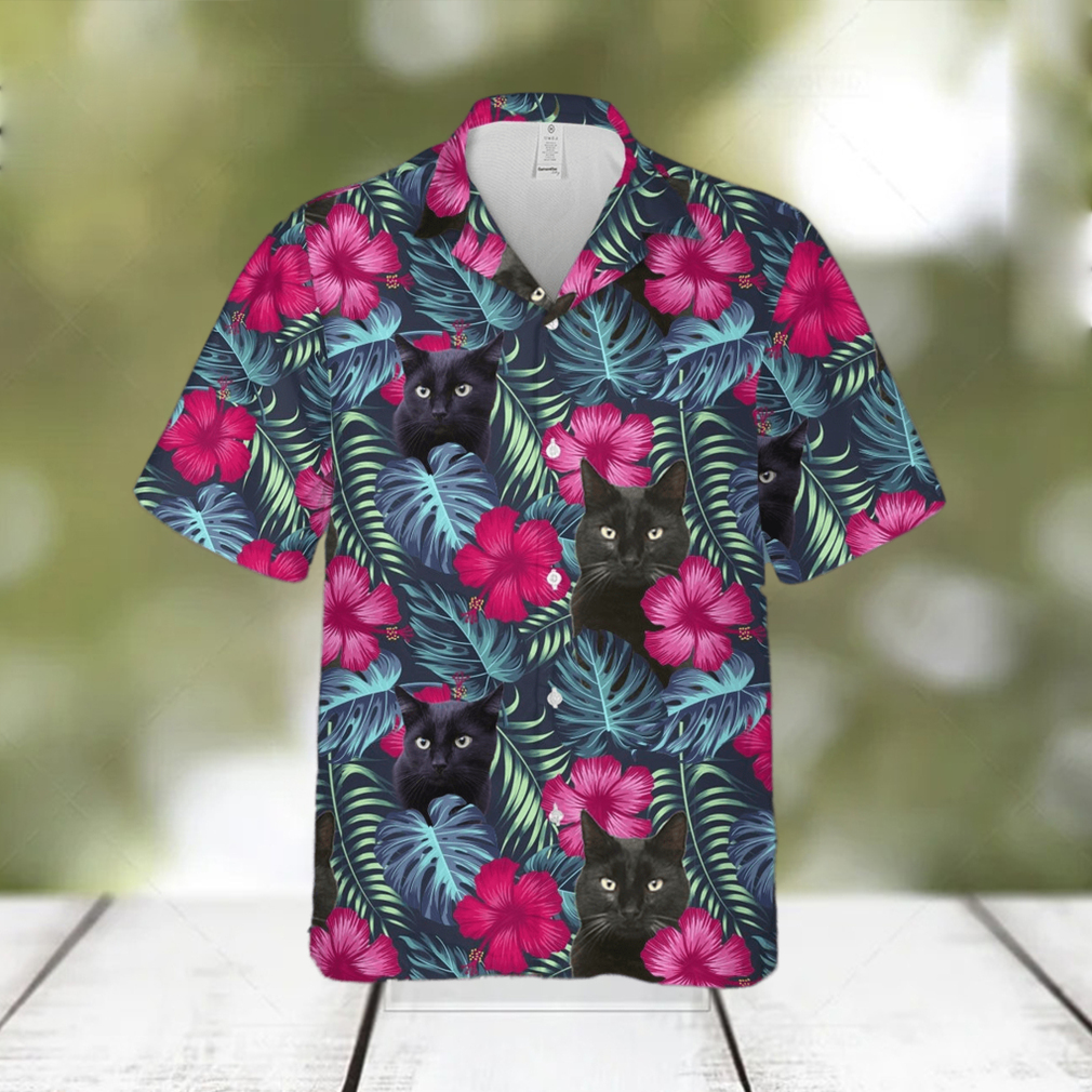 Floral Tropical Black Cat Hawaiian Shirt Unisex Adult Hw5820 - Limotees