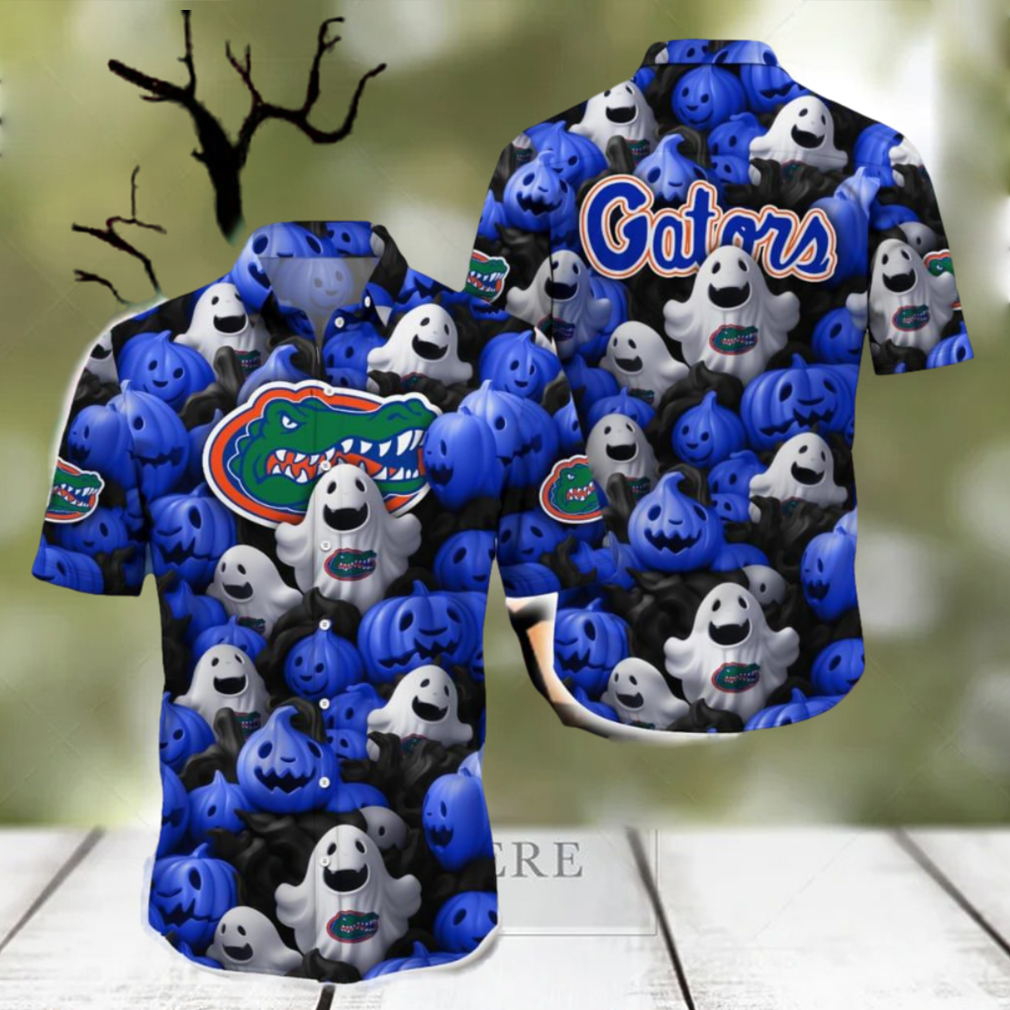 Florida Gators Halloween Pumpkin Skull 3D Hawaiian Shirt For Fans Gift Christmas - Limotees