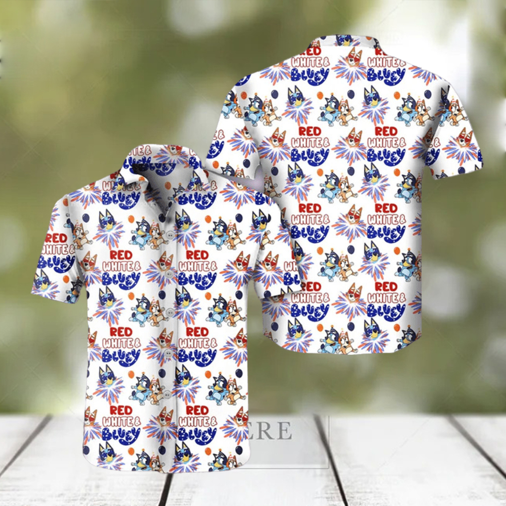 Fourth Of July 2023 Red White And Bluey Fireworks Hawaiian Shirt QjWnVWVP3 - Limotees