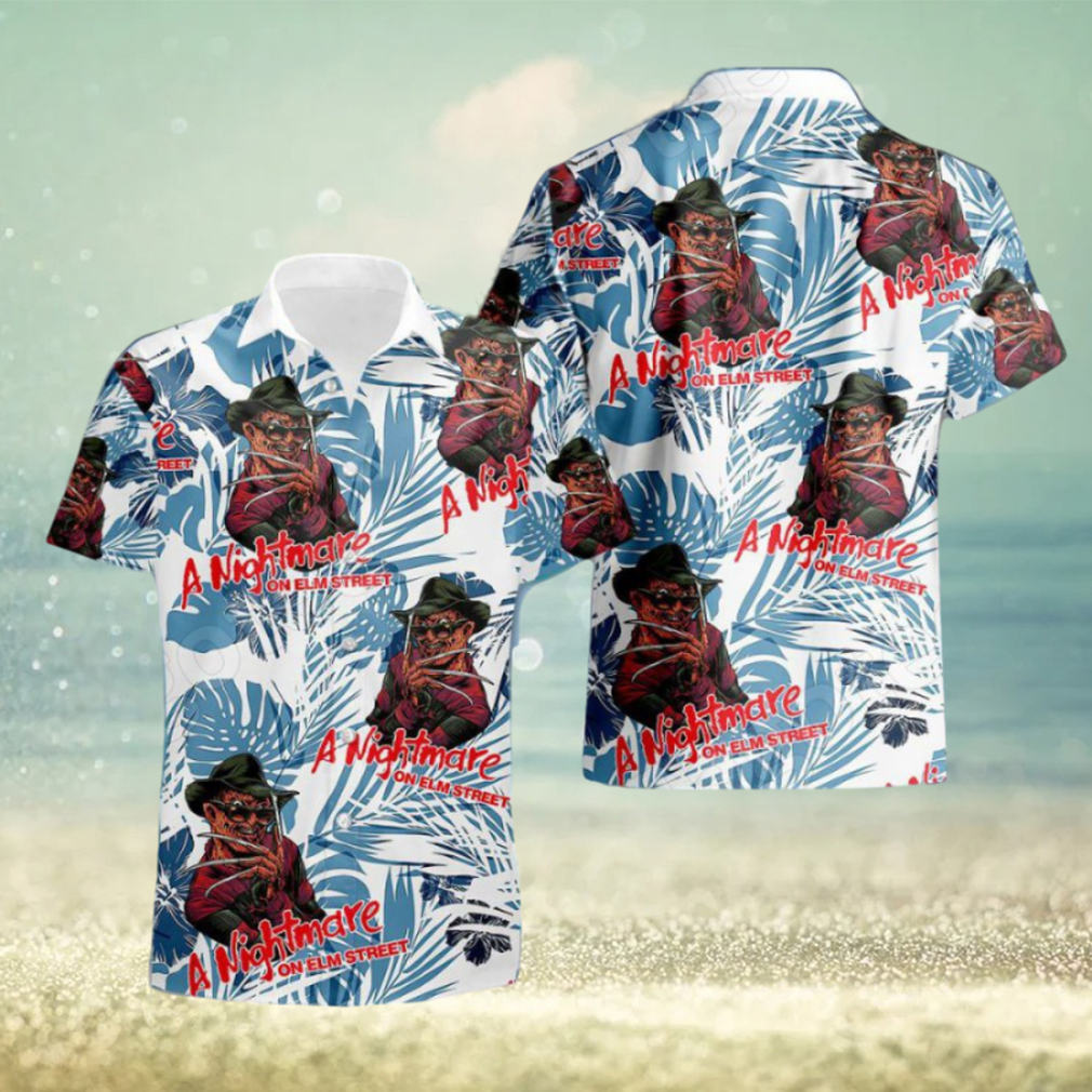 Freddy Krueger Nightmare Tropical Blue Palm Leaves Hawaiian Shirt And Short - Limotees