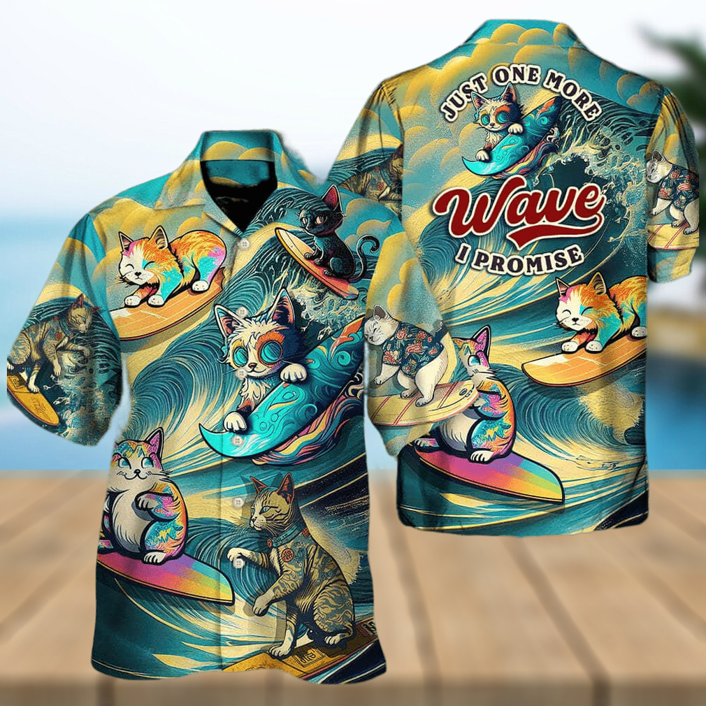 Funny Cat Just One More Wave I Promise Hawaiian Shirt - Limotees