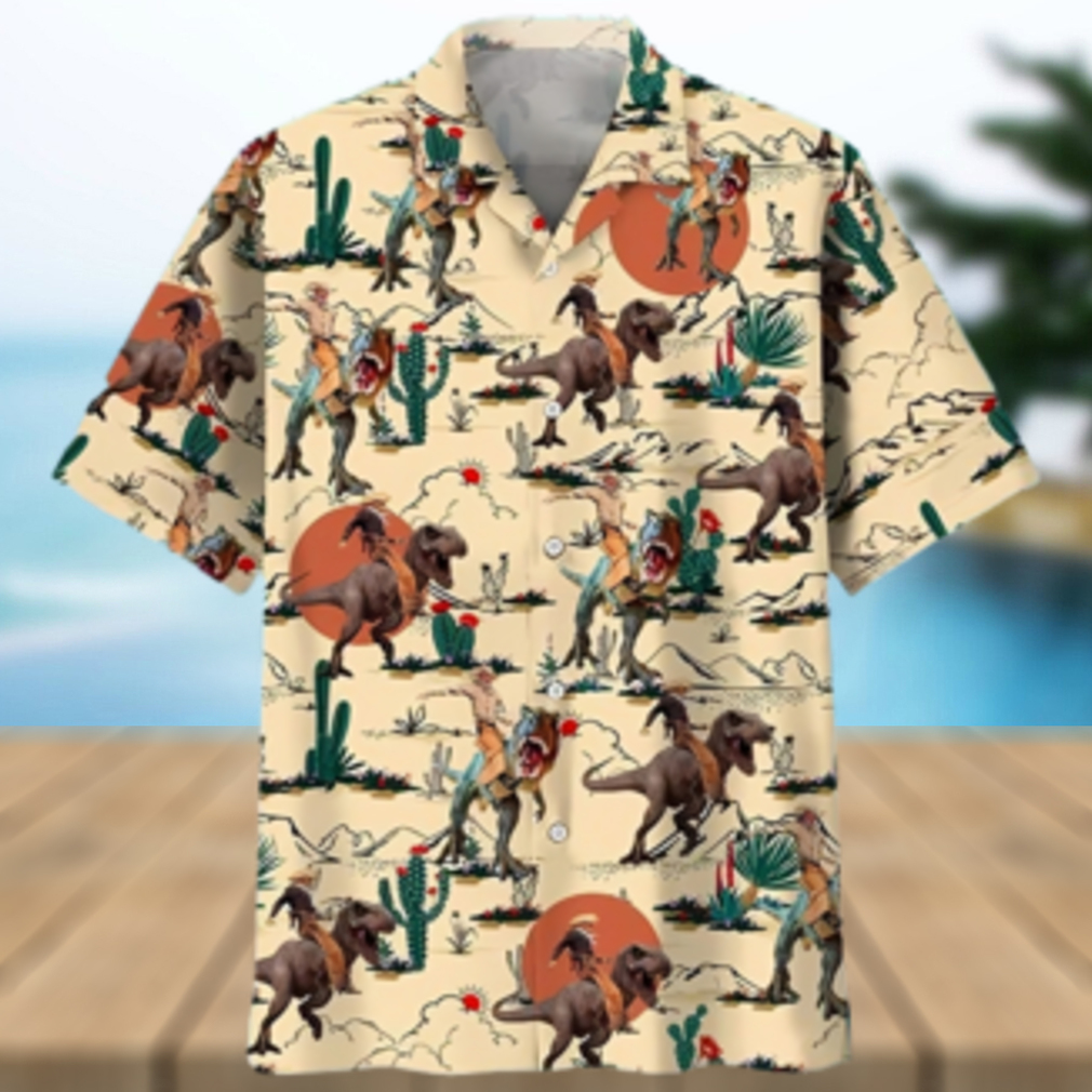 Funny Dinosaur Hawaiian Shirt Tropical Pirate Dino Shirt - Limotees