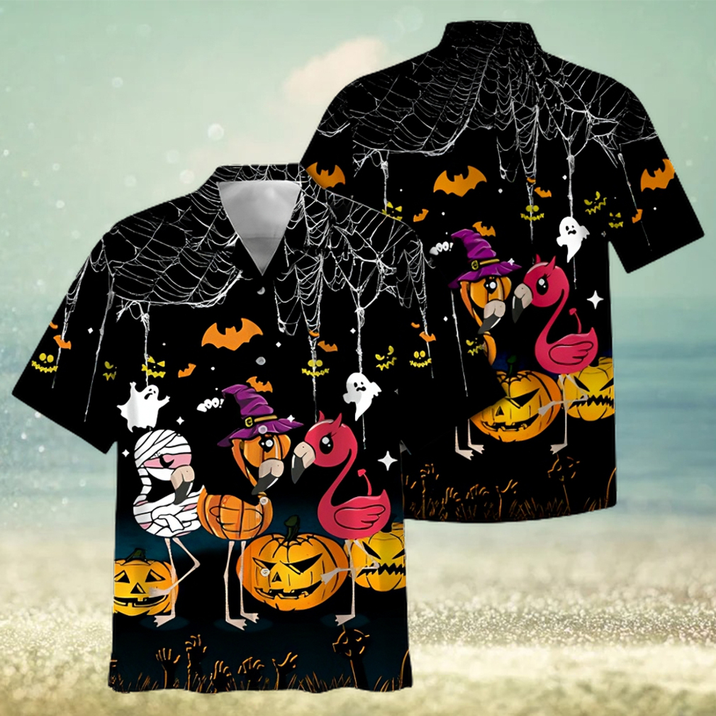 Funny Flamingo Chibi Happy Halloween Hawaiian Shirt - Limotees