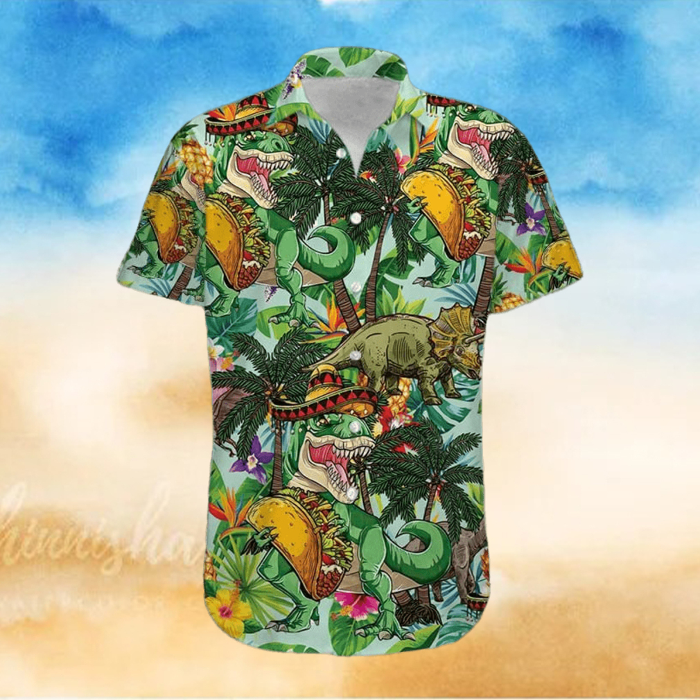 Funny Tacos T Rex Green Unisex Hawaiian Shirts - Limotees