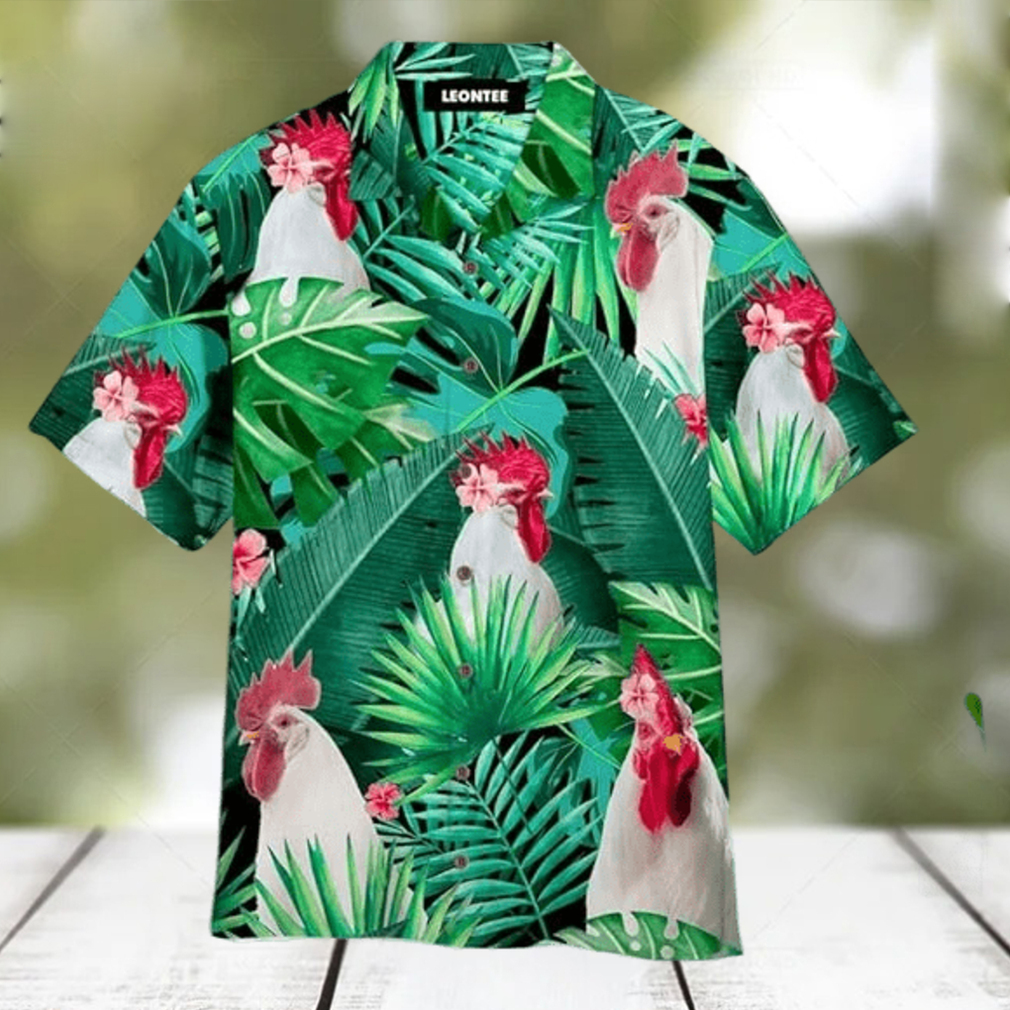 Funny Tropical White Rooster Custom Photo Hawaiian Shirt for Men Women - Limotees