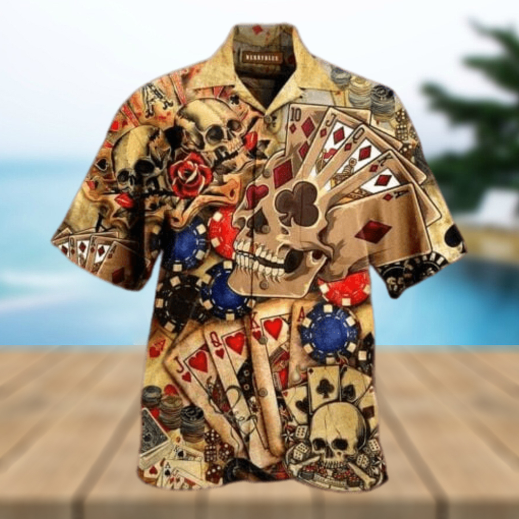 Gabling Poker Fire Skull Vintage Hawaiian Aloha Shirts - Limotees