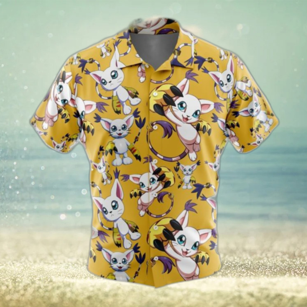 Gatomon Digimon Button Up Hawaiian Shirt - Limotees