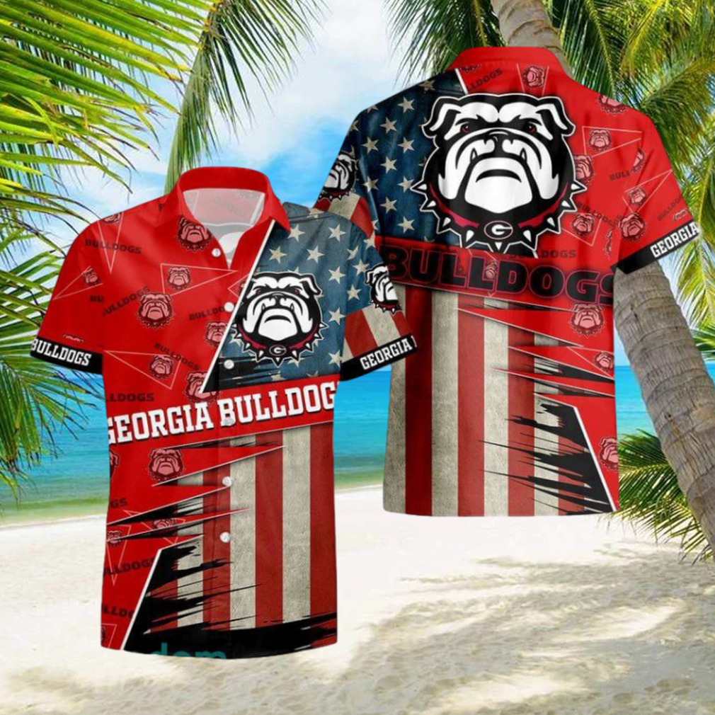 Georgia Bulldogs American 3D All Over Print Flag Hawaiian Shirt For Men And Women Gift Beach Holiday - Limotees