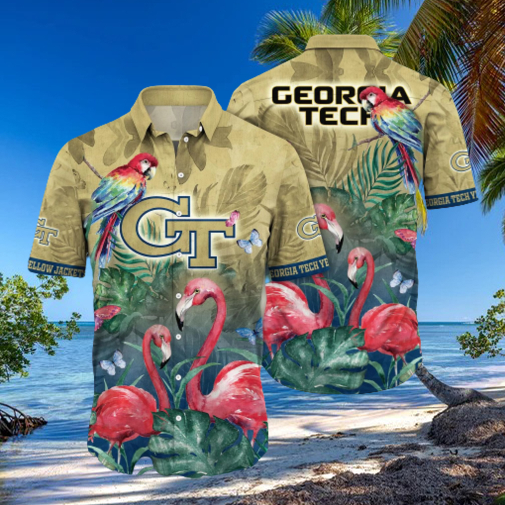 Georgia Tech Yellow Jackets NCAA For Sports Fan Floral Hawaiian Shirt - Limotees