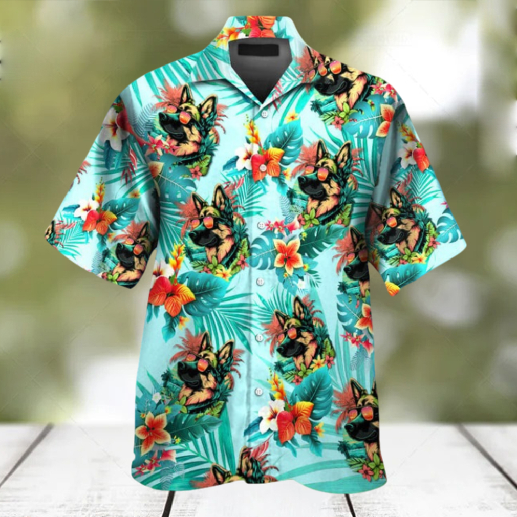 German Shepherd Dog Wearing Sunglass Funny Colorful Hawaiian Shirt - Limotees