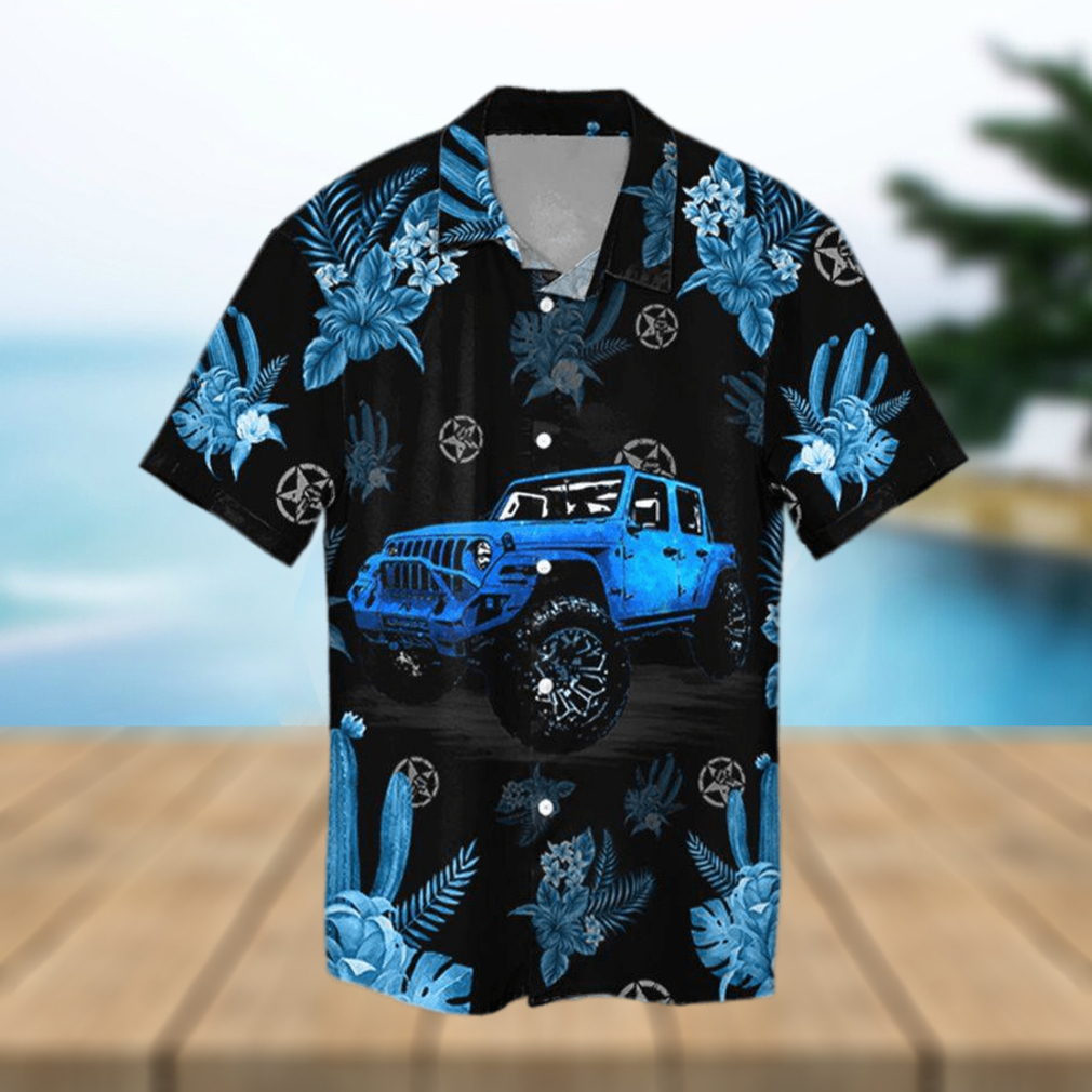 Gift For Dad Blue Jeep Black Unisex Hawaiian Shirts - Limotees