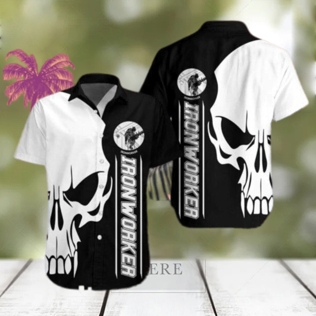 Gift For Dad Fathers Day Bw Ironworker Skull Hawaiian Shirt For Men Women - Limotees