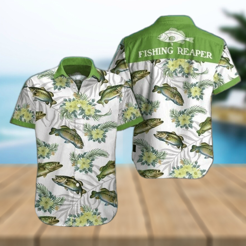 Gift For Father Fishing Reaper Green Tropical Unisex Hawaiian Shirts - Limotees