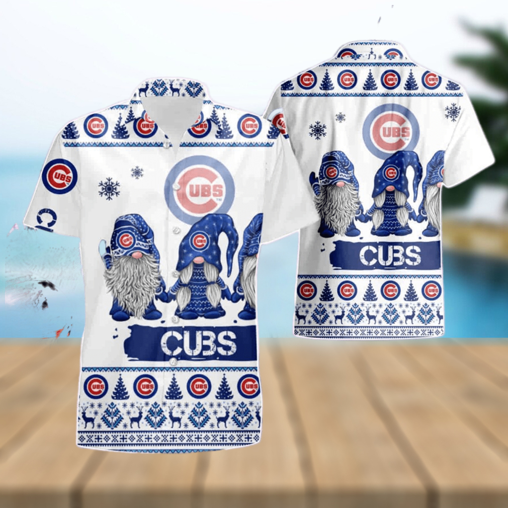 Gnomes Chicago Cubs Christmas 3D Summer Hawaiian Shirt And Short - Limotees