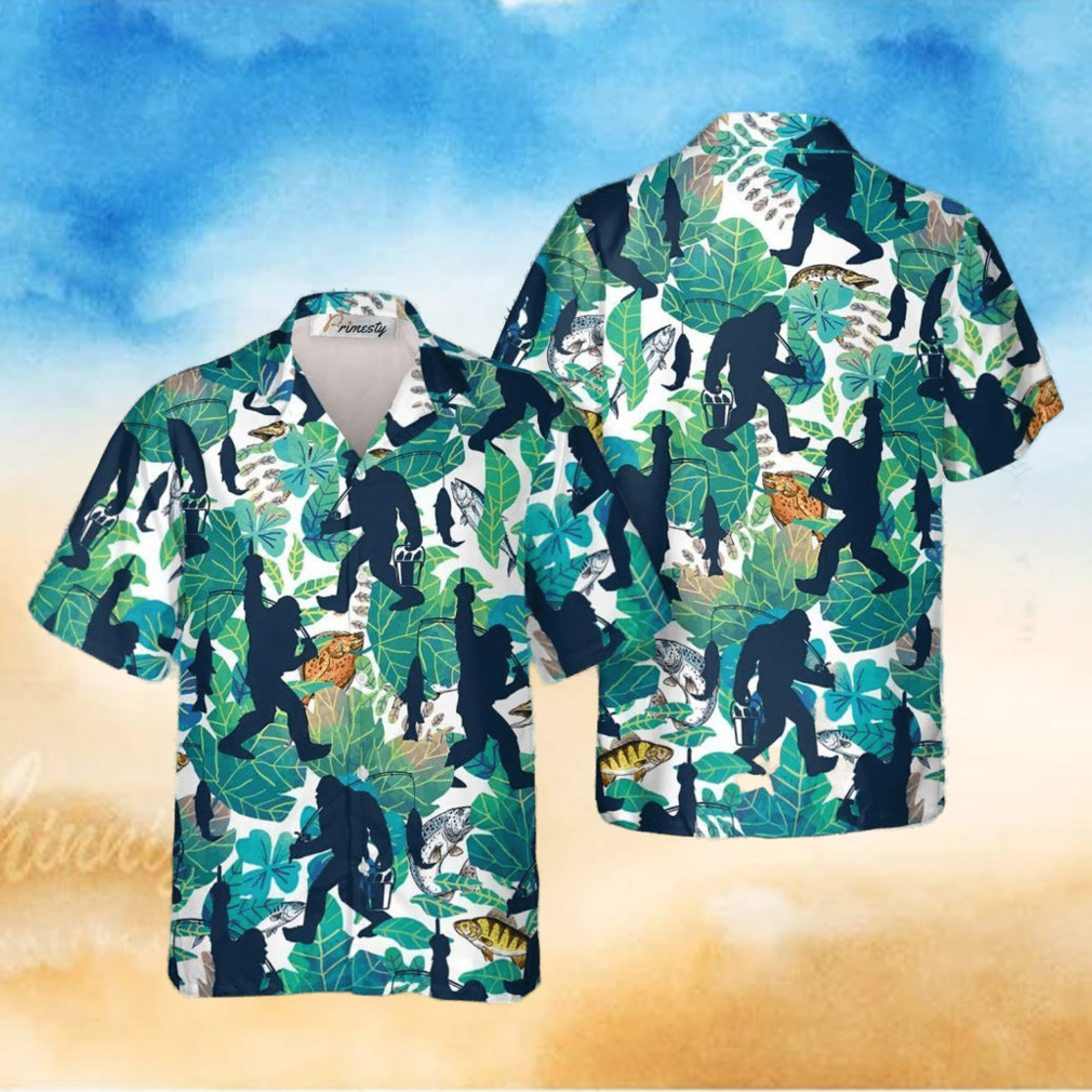 Go Fishing Bigfoot Tropical Hawaiian Shirts - Limotees