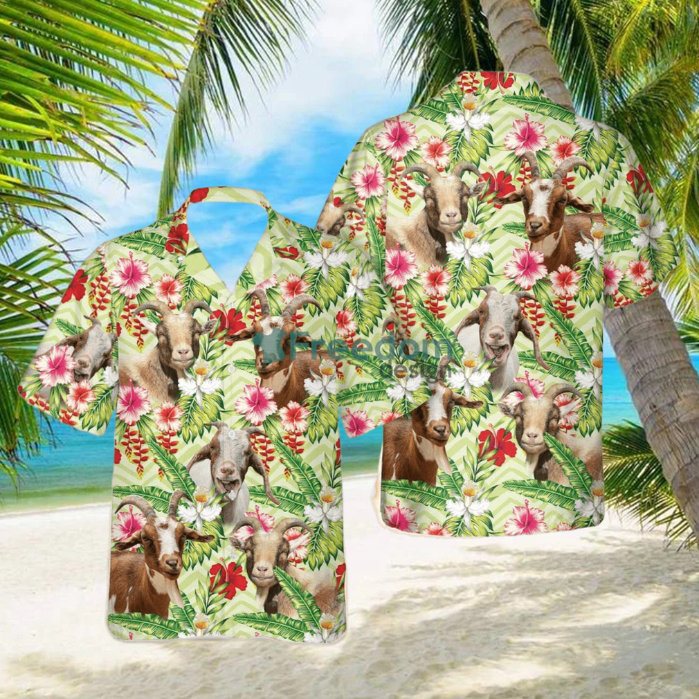 Goat Hibicus Floral 3D Hawaiian Shirt For Men Women hawaiian shirt - Limotees