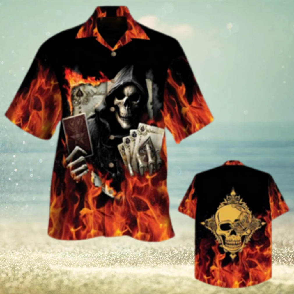 Golden Poker Skull Hawaiian Shirt - Limotees