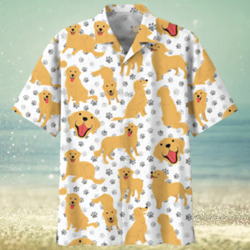 Golden Retriever White Awesome Design Unisex Hawaiian Shirt - Limotees